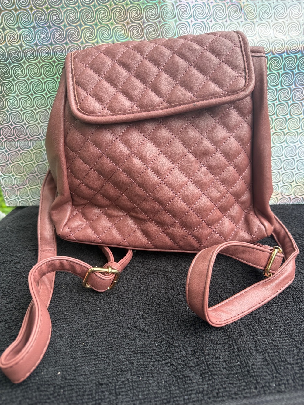 Quilted Mauve Shoulder Backpack - Women's Fashion Bag